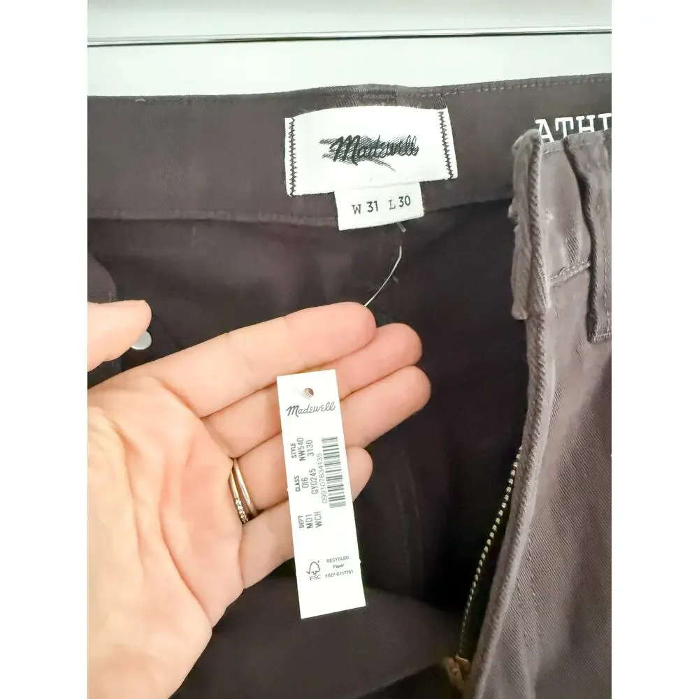 Madewell | NWT Athletic All Day Slim Pants Warm Charcoal | Sz 31x30